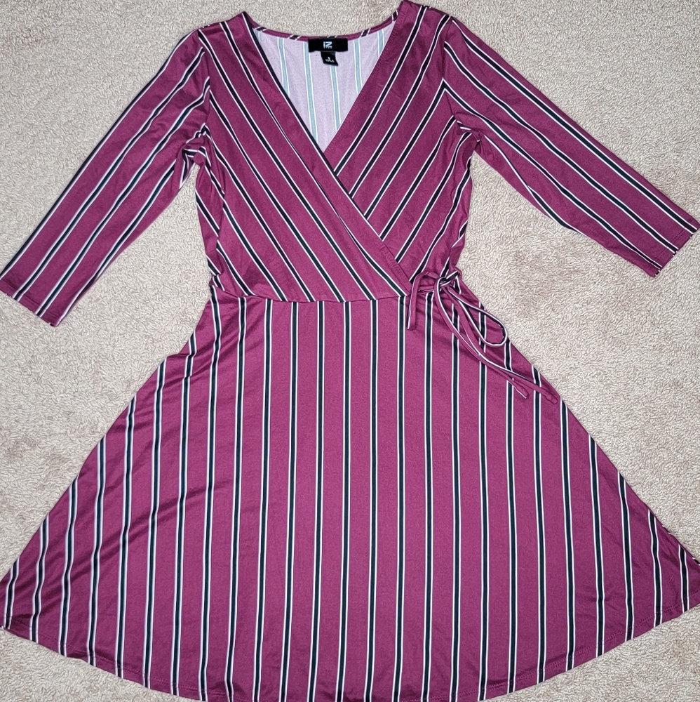 iZ Byer Burgundy Stripe Dress (S)